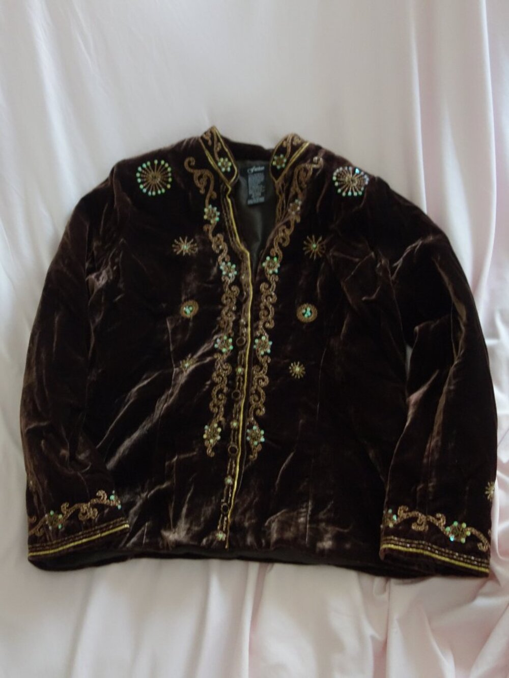 Fusion Brown Velvet Beaded Sequin Evening Jacket PM